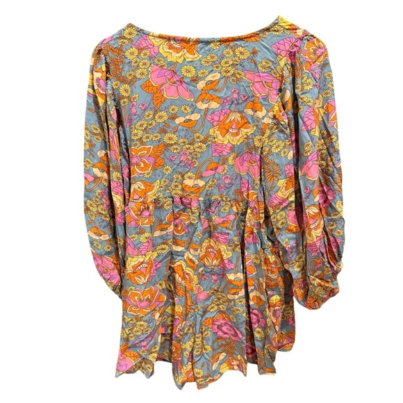 Rusttydustty Women’s 1X Floral Boho Romper Peasant Sleeve Cottagecore Chic - Picture 8 of 15